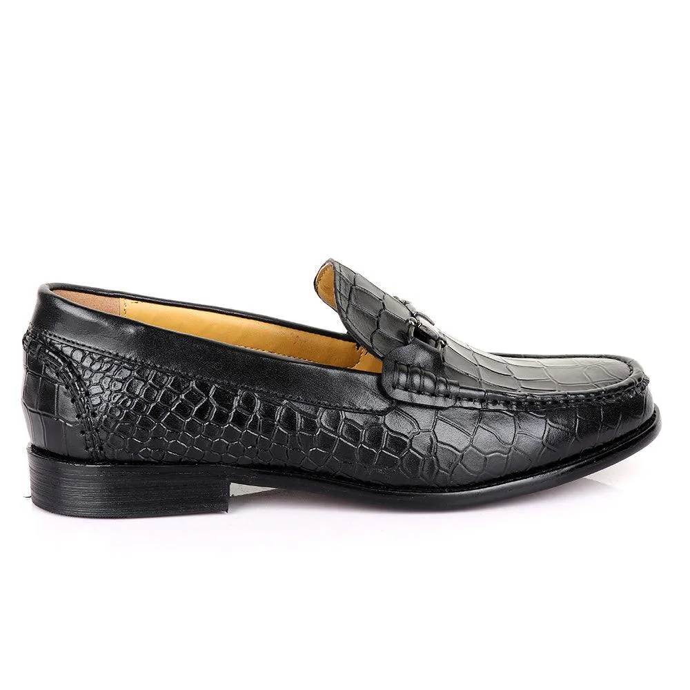 Terry Taylors Classic Chain Croc  Black Leather Shoe