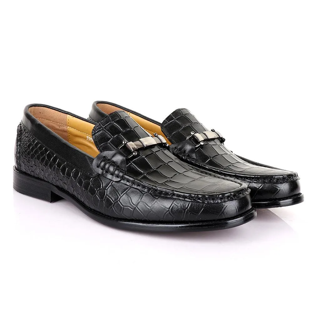 Terry Taylors Classic Chain Croc  Black Leather Shoe