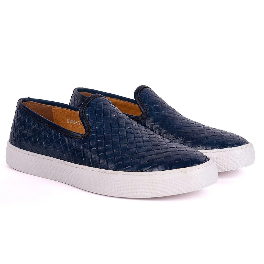 Terry Taylors  Full Woven Leather Corporate Sneaker-Royal Blue