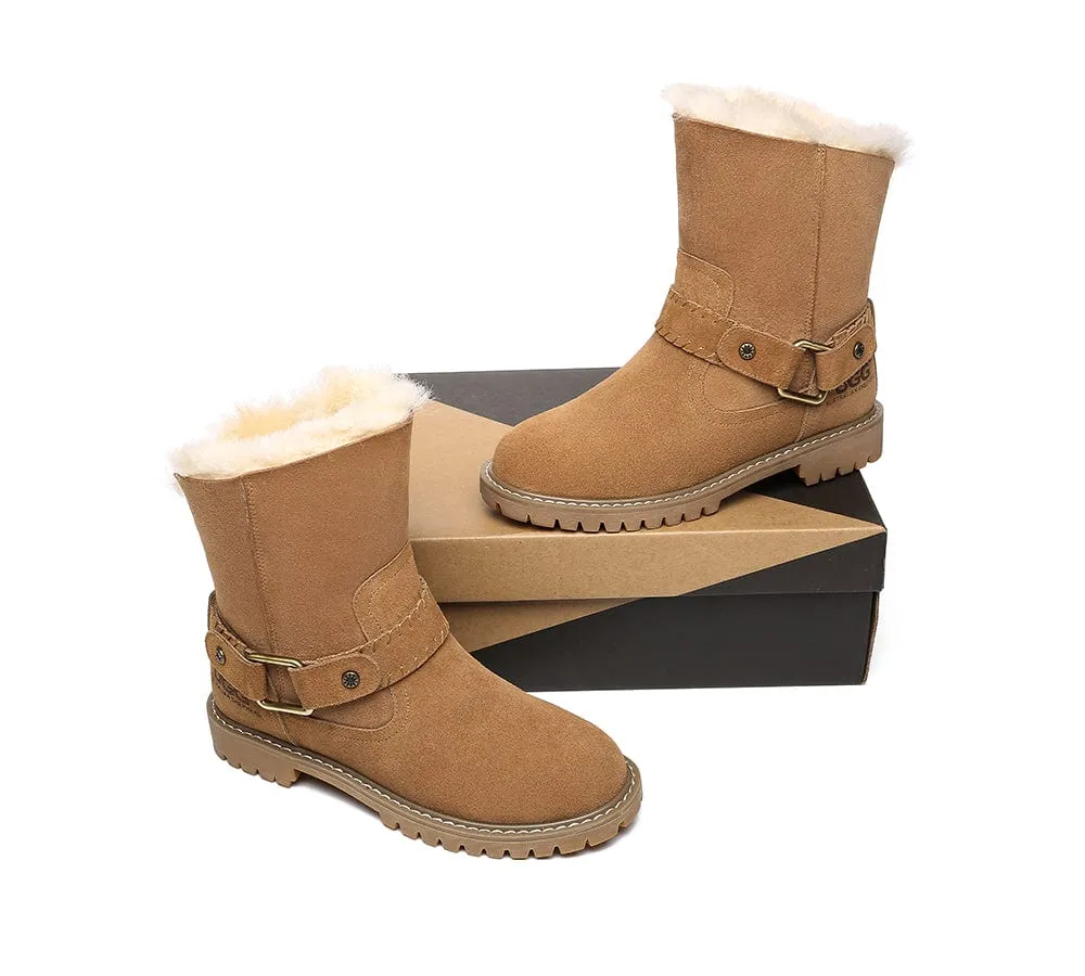 UGG Boots Women Sheepskin Wool Mid Calf Fashion Boots Sarah