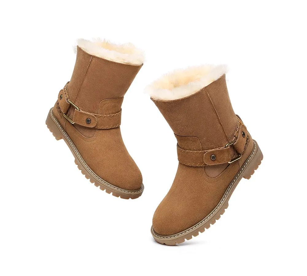 UGG Boots Women Sheepskin Wool Mid Calf Fashion Boots Sarah