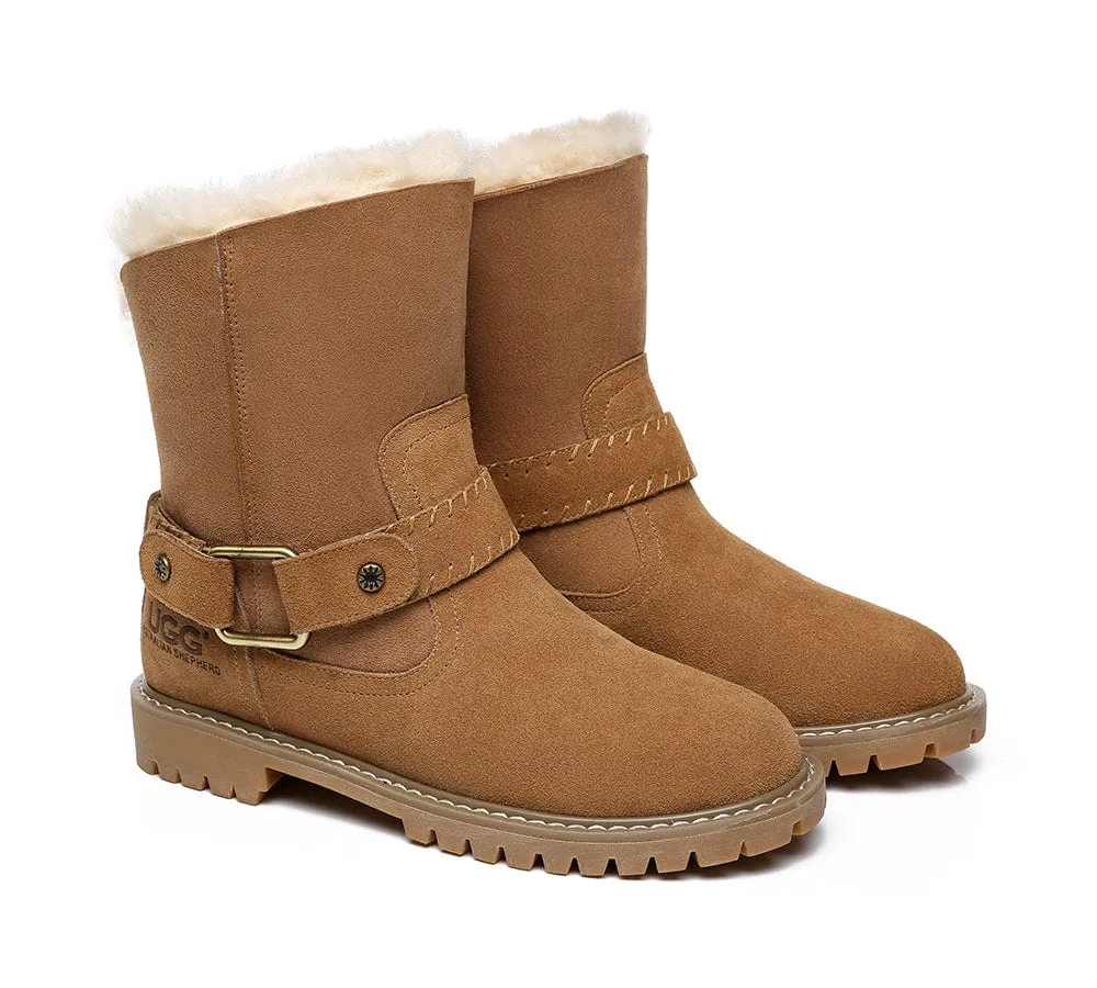 UGG Boots Women Sheepskin Wool Mid Calf Fashion Boots Sarah