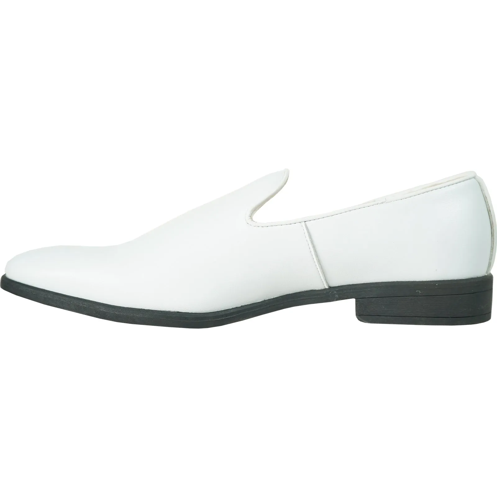 VANGELO Men Dress Shoe VALLO-3 Loafer Formal Tuxedo for Prom & Wedding White Matte - Wide Width Available - Ortholite Insole