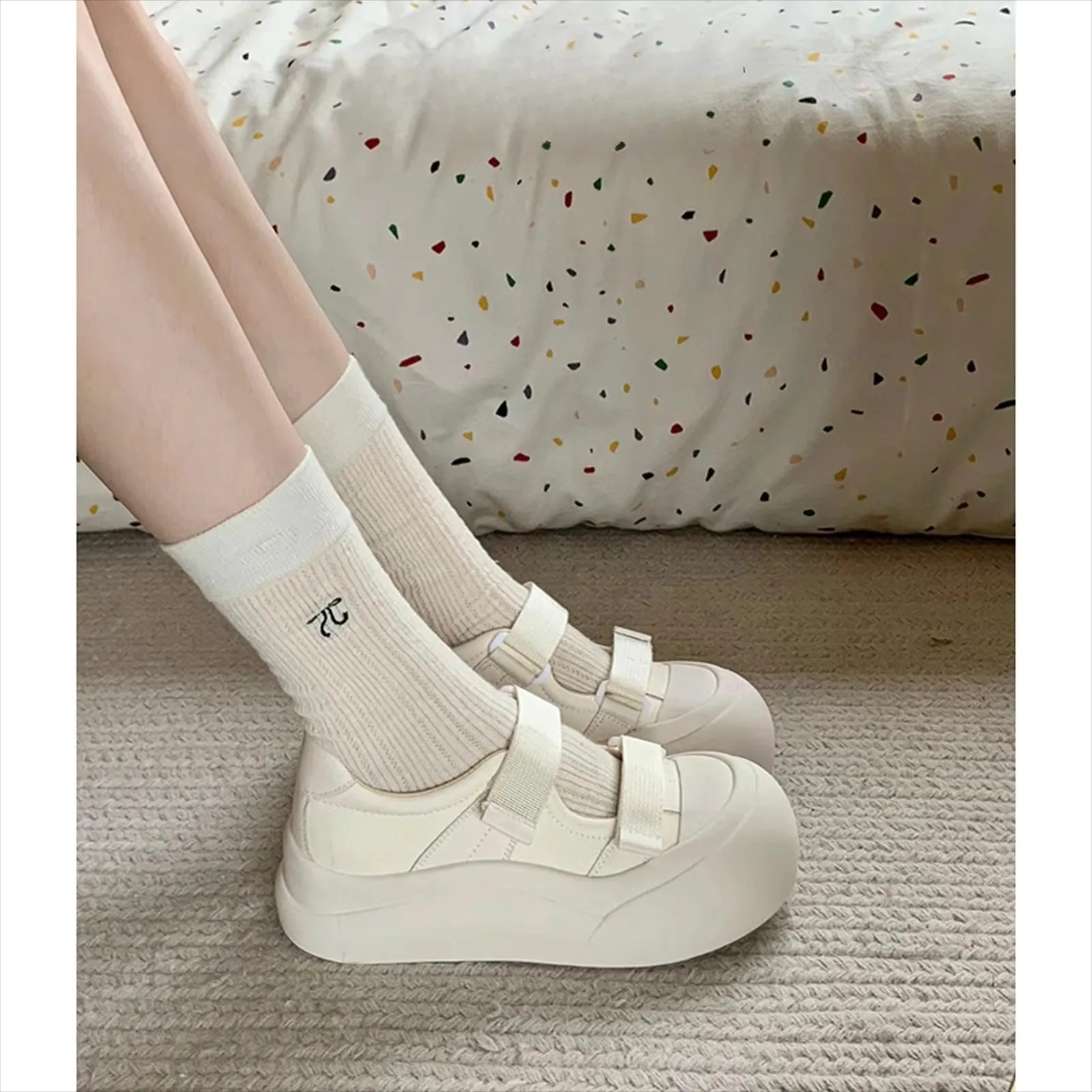 White Mary Jane women's shoes new summer thick-soled big-headed ugly shoes small leather shoes shallow mouth single shoes Korean version