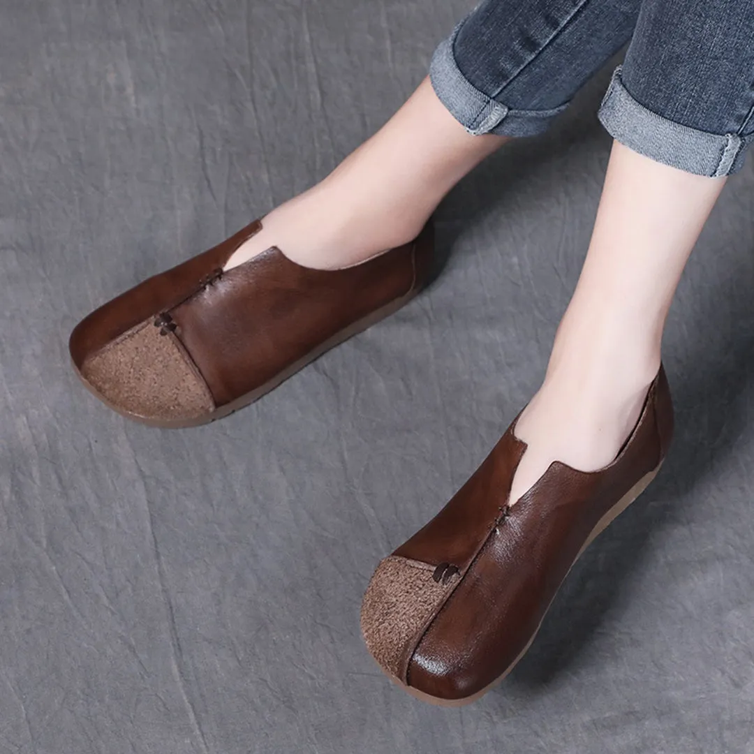 Women Spliced Slit Flat Casual Shoes