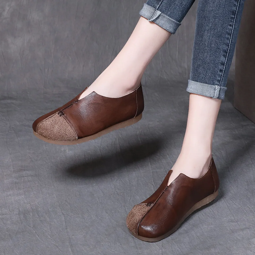 Women Spliced Slit Flat Casual Shoes