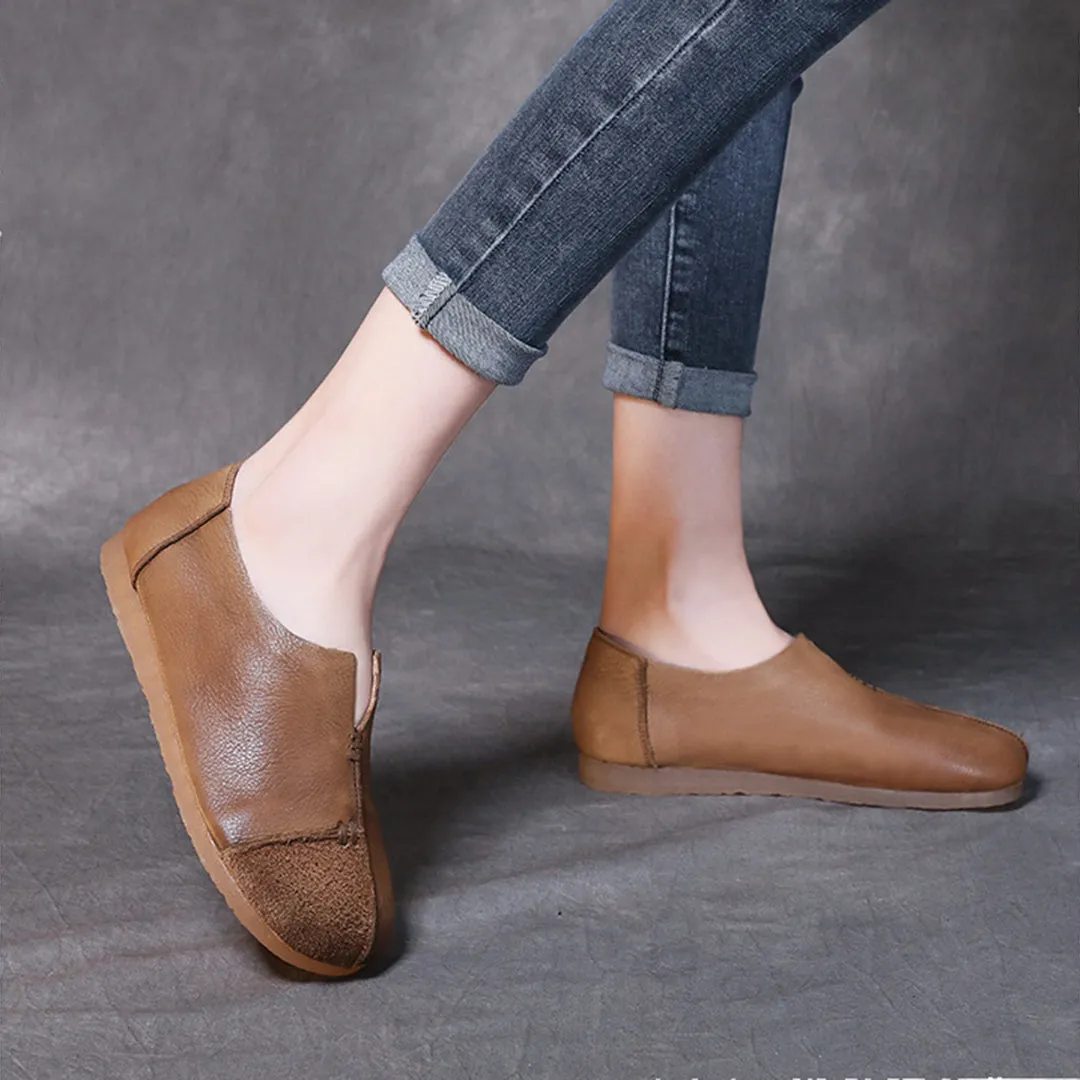 Women Spliced Slit Flat Casual Shoes