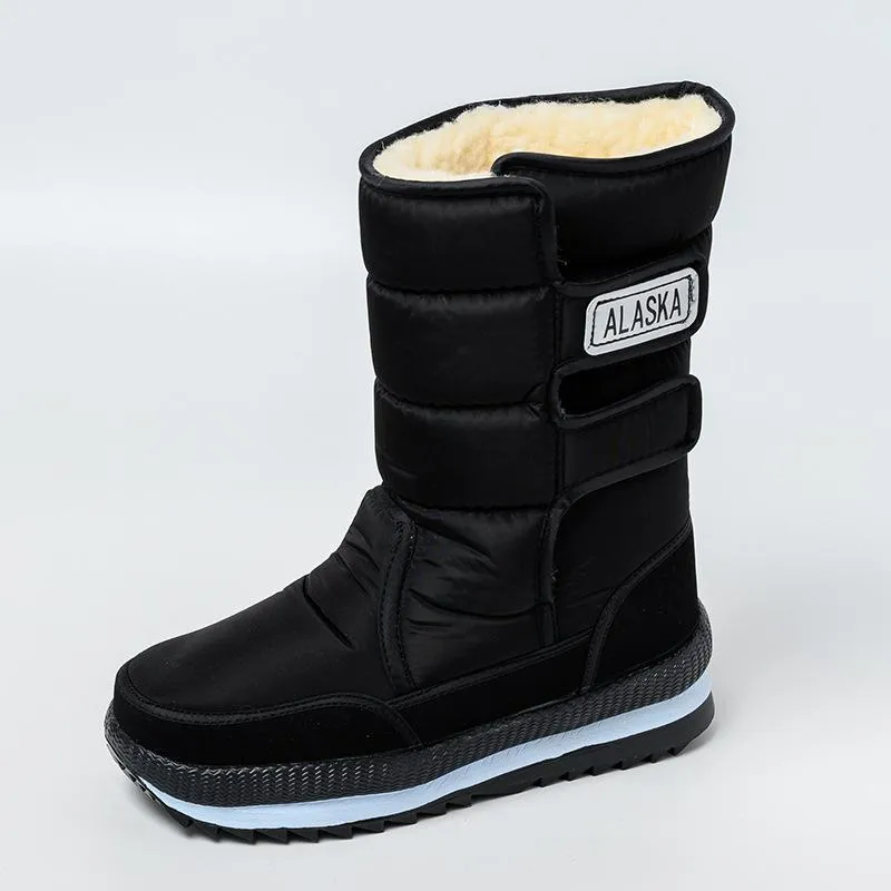 Women winter mid calf platform thick fur warm snow boots