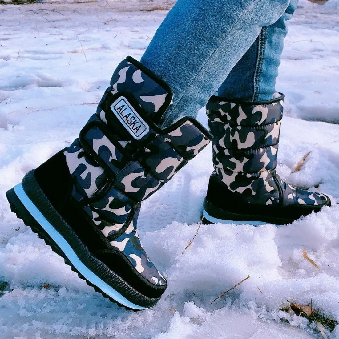 Women winter mid calf platform thick fur warm snow boots