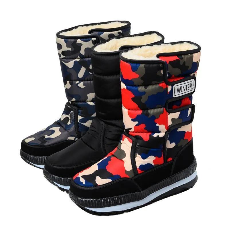 Women winter mid calf platform thick fur warm snow boots