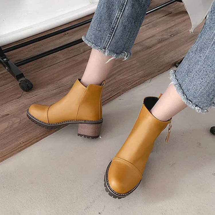 Women Zipper High Heels Short Boots Shoes Woman