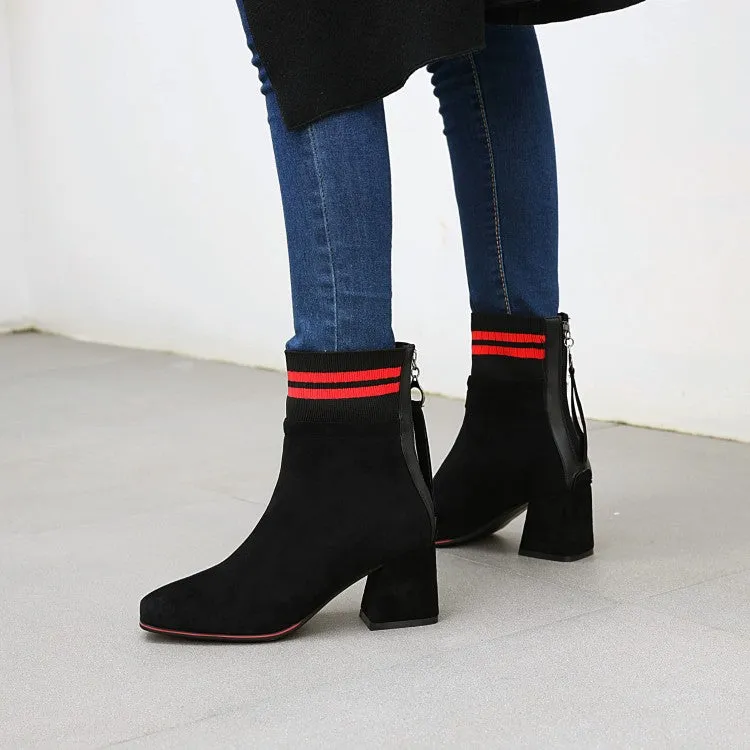 Women's Block High Heels Short Boots