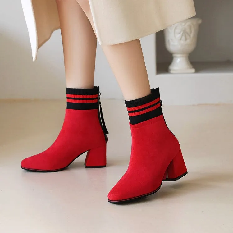 Women's Block High Heels Short Boots