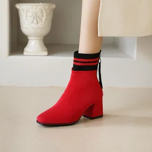 Women's Block High Heels Short Boots