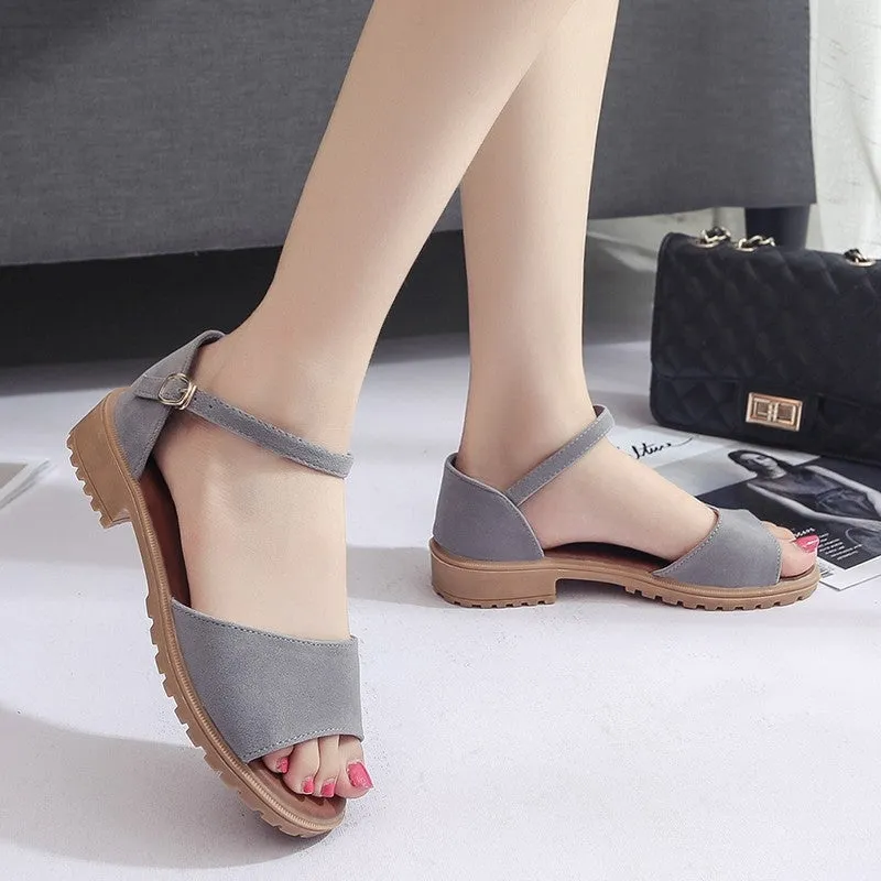 Women's Fashion Buckle Strap Heeled Sandals Slip-On Shoes  H1