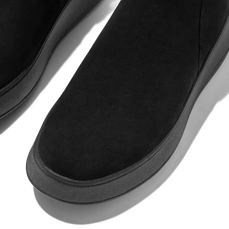 Women's Fitflop F-Mode Suede Flatform Zip Ankle Boots Color: All Black