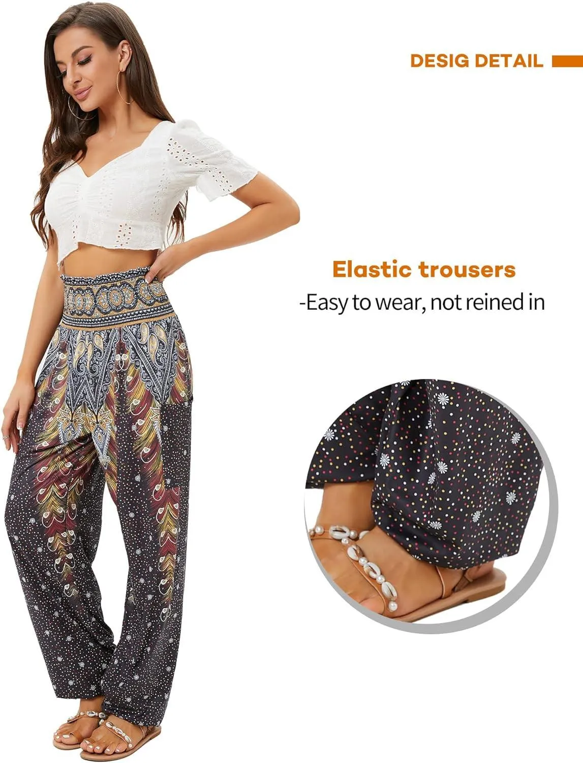 Women'S Harem Pants, High Waist Yoga Boho Trousers with Pockets