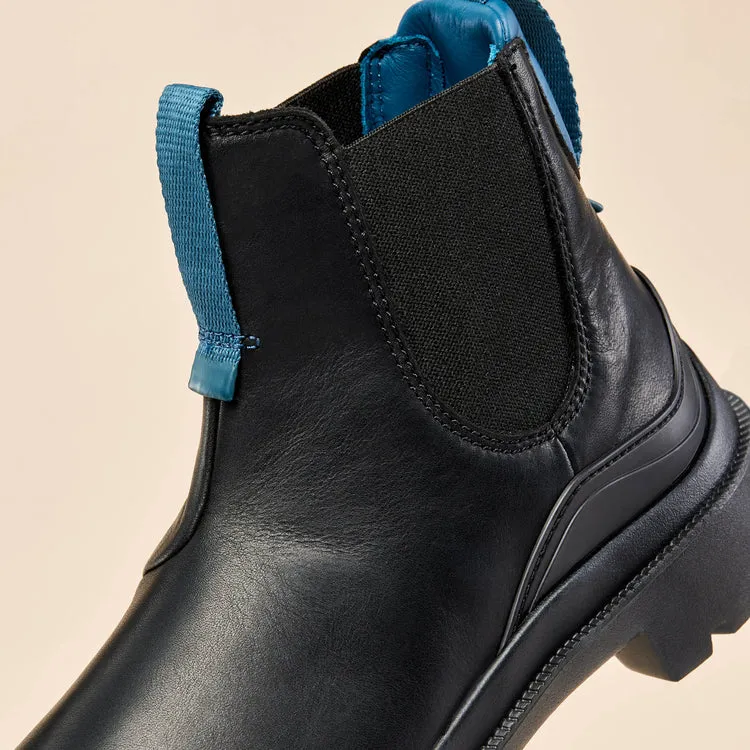 Women's Olukai Hehi Waterproof Chelsea Boots Color: Black / Lagoon