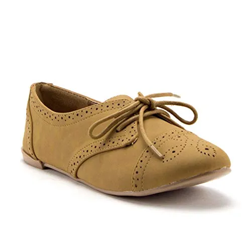 Women's Salya-748 Laser Cut Out Nubuck Lace Up Perforated Oxfords Shoes