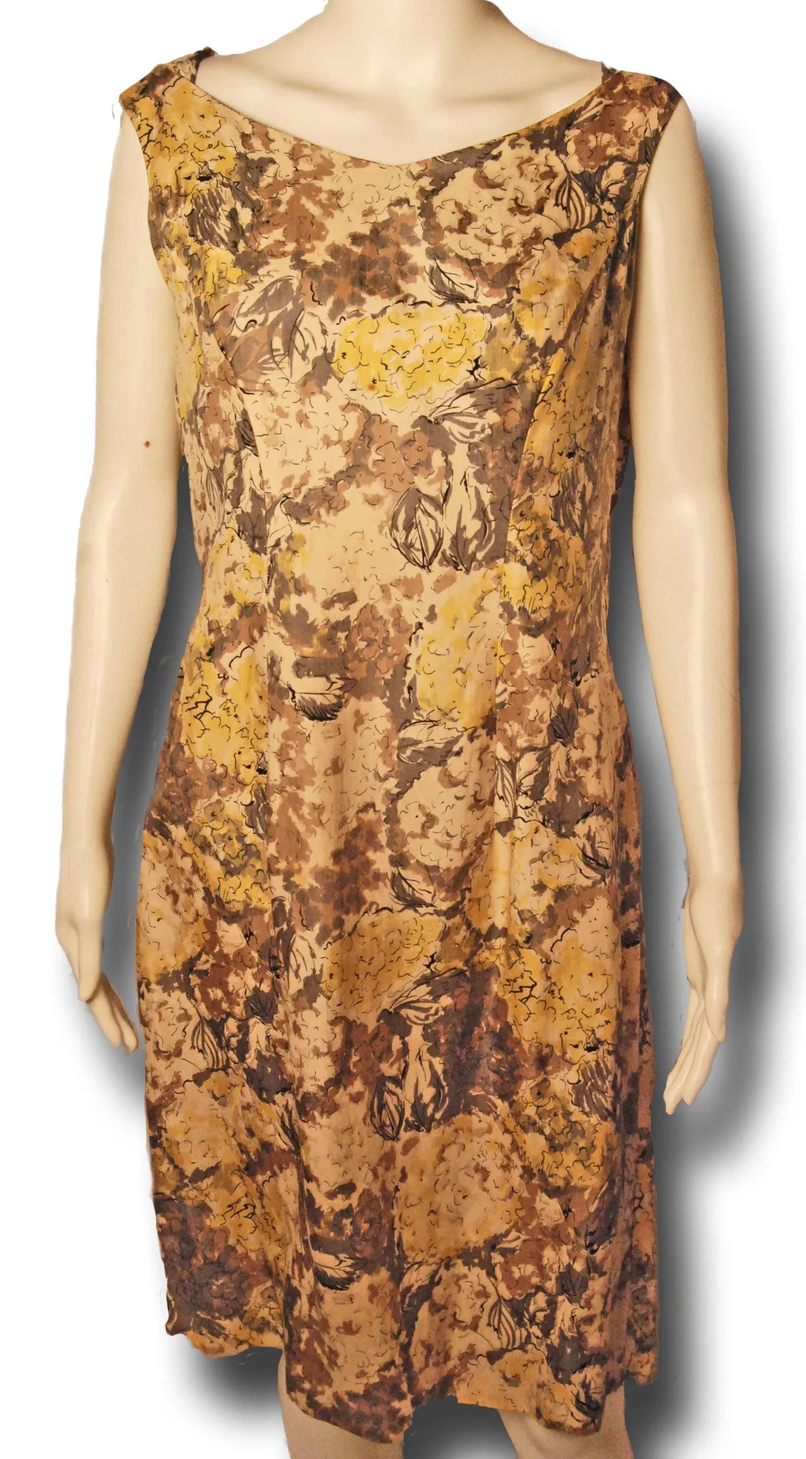 Yellow Floral 1950s Dress, Laced Back